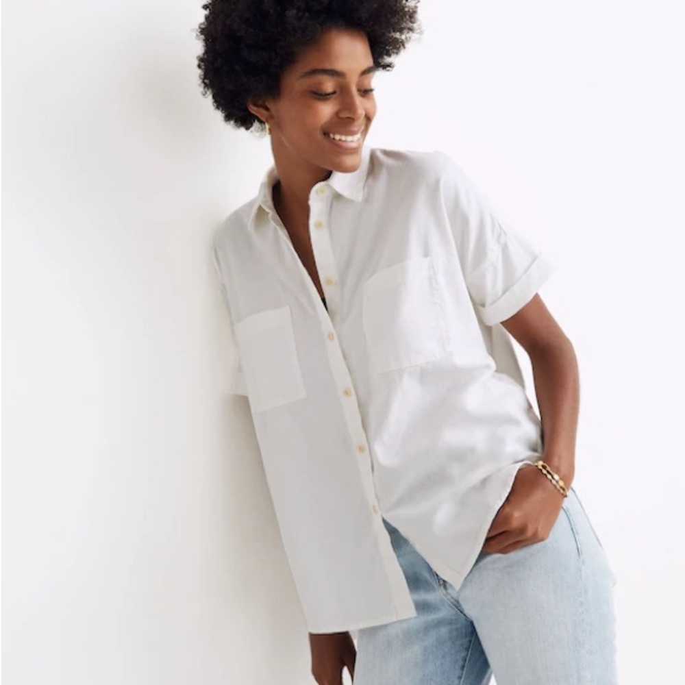 Madewell White Cotton Courier Shirt Sz M